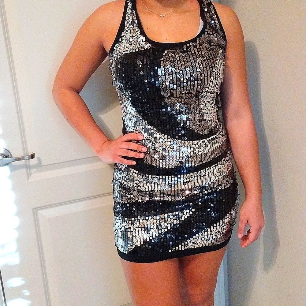 Black sequence  Mini dress